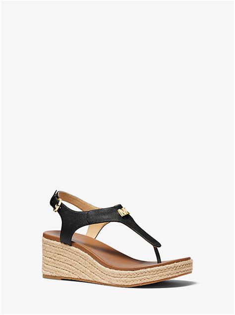 michael kors laney saffiano leather espadrille wedge sandal|Michael Kors Laney Saffiano Leather Espadrille .